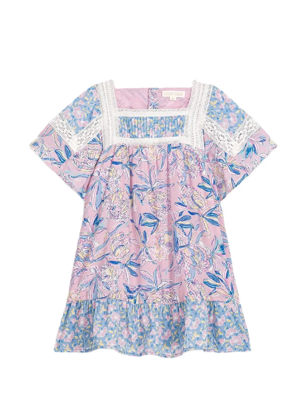 LOUISE MISHA KIDS Lyana lace-trim floral-print dress - Rosa