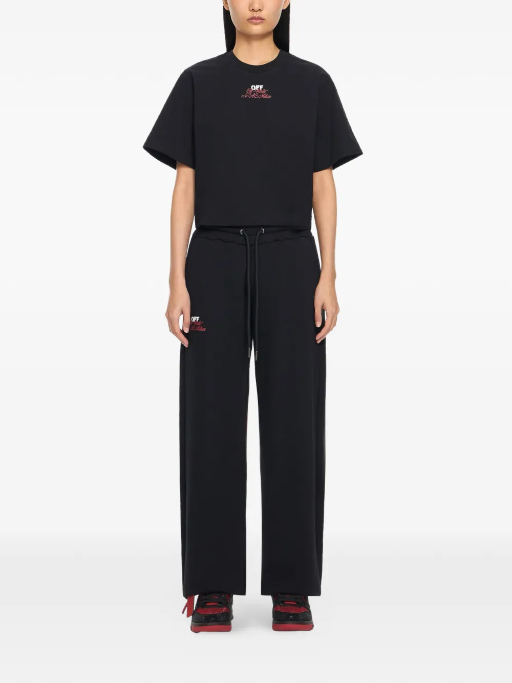 Off-White x AC Milan T-shirt met logoprint Zwart