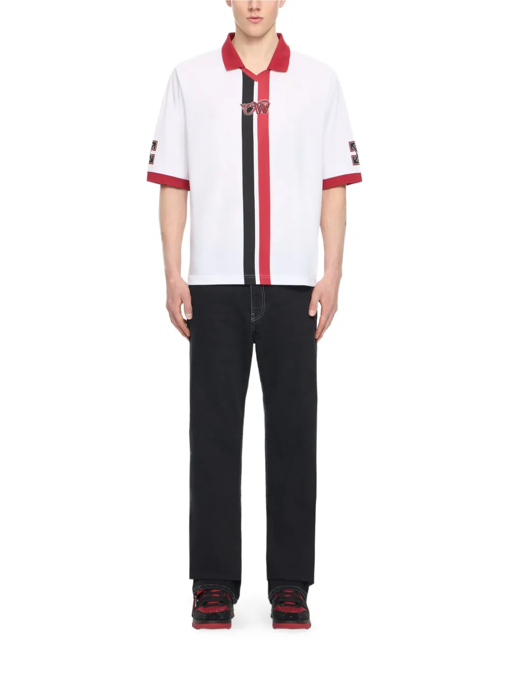 Off-White x AC Milan T-shirt met polokraag Wit
