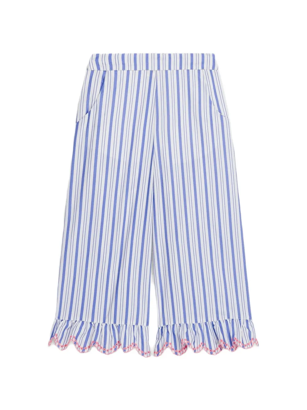 LOUISE MISHA KIDS Loukini striped ruffled trousers - Bianco