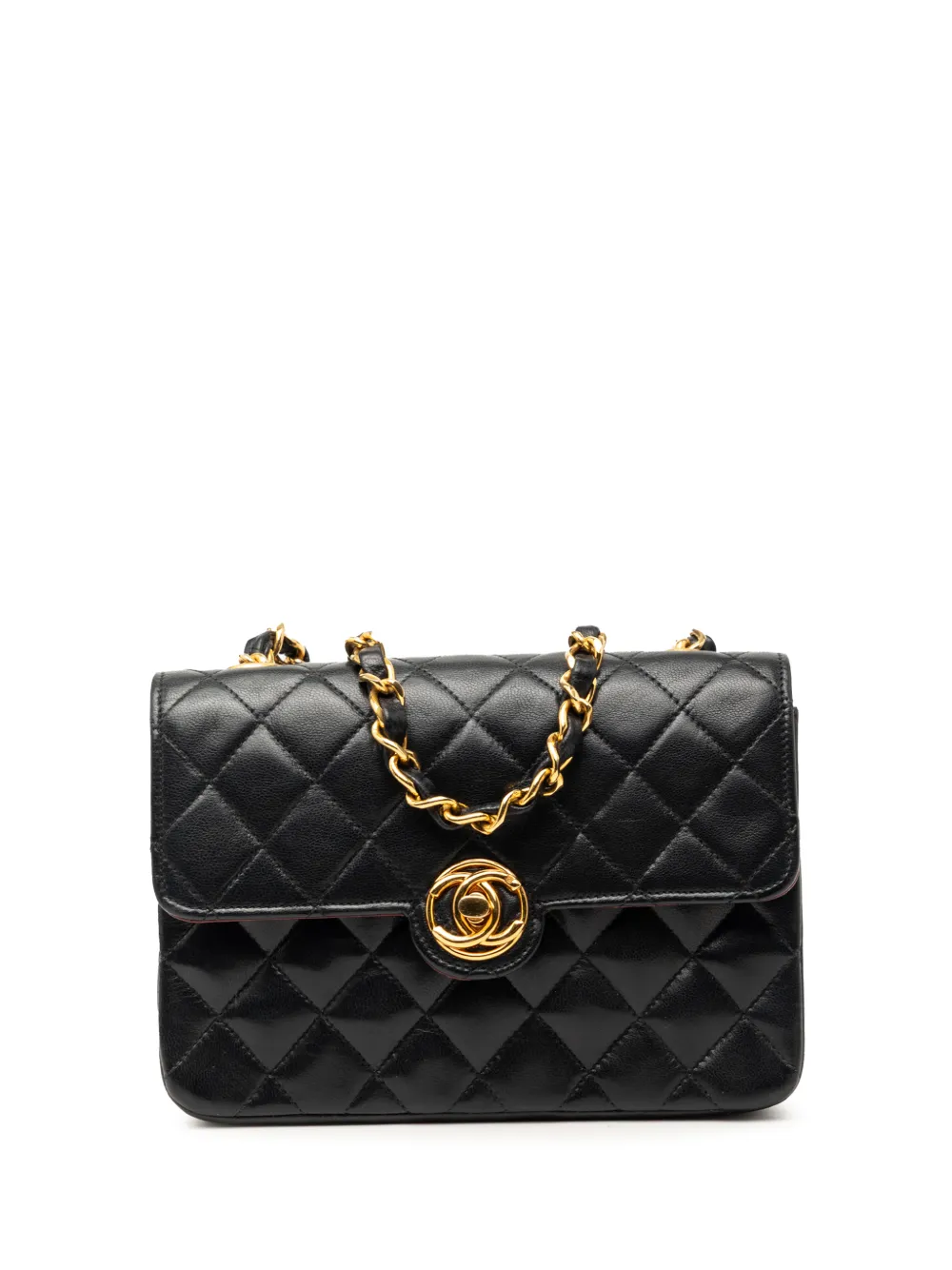 CHANEL Pre-Owned Borsa a tracolla CC mini in pelle di agnello trapuntata con battente 1989-1991 - Nero