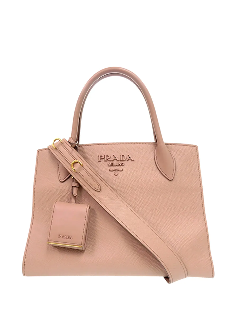 Prada Pre-Owned 2010-2026 Medium Saffiano Cuir Monochrome Top Handle Tote satchel - Braun