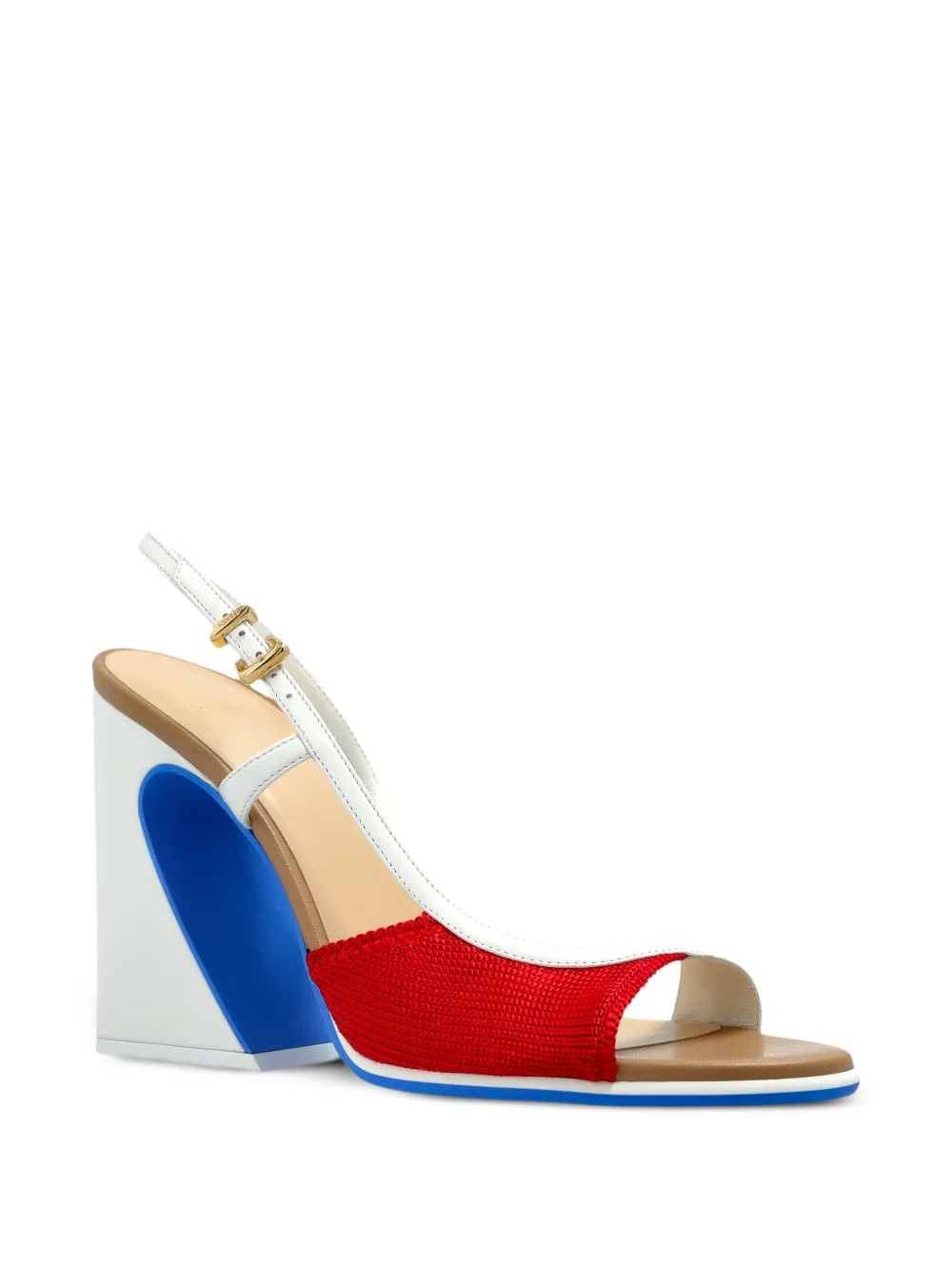 FENDI 95 mm Arco slingback sandalen met bewerkte hak Wit