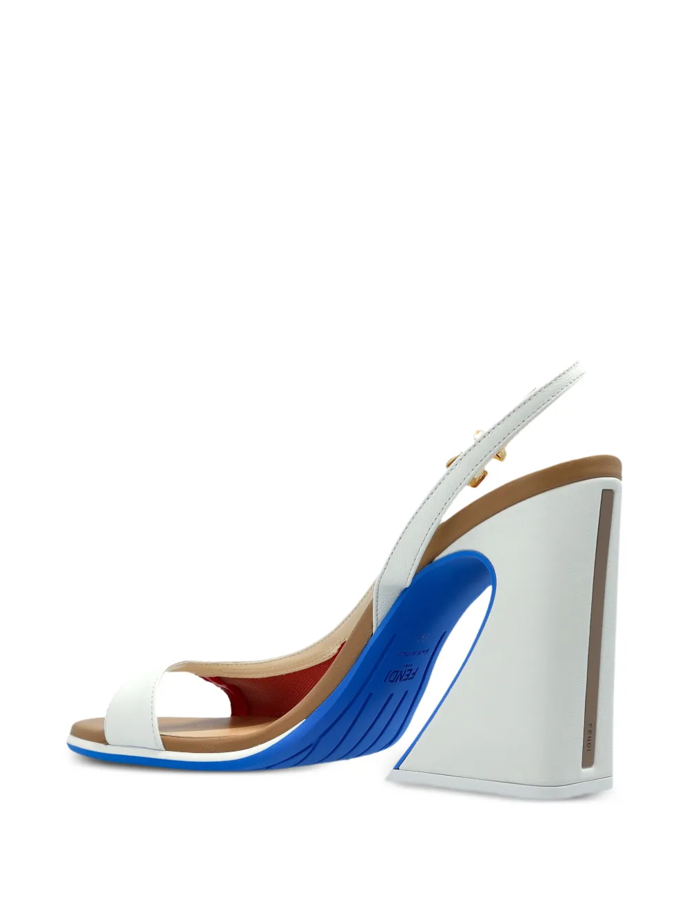 FENDI 95 mm Arco slingback sandalen met bewerkte hak Wit