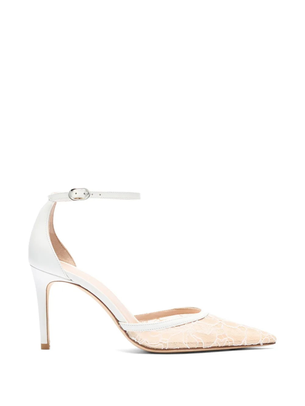 Stuart Weitzman Stuart Power Strap 85 lace-mesh pumps - Weiß