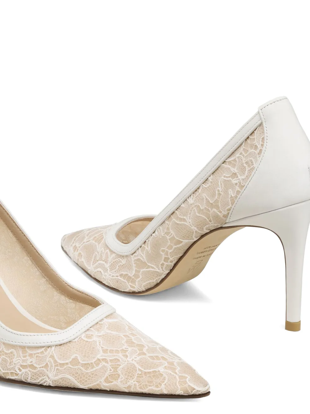 Stuart Weitzman Stuart Power floral-lace pumps Beige