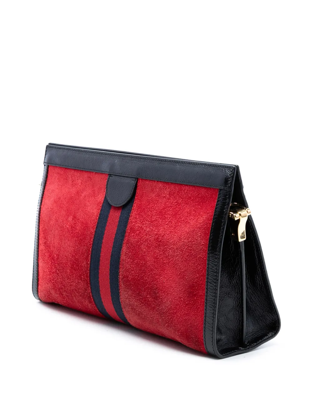  Gucci Pre-owned Borsa A Spalla Ophidia Media In Pelle Scamosciata Con Decorazione Web E Catena 2016-2026 - Nero 