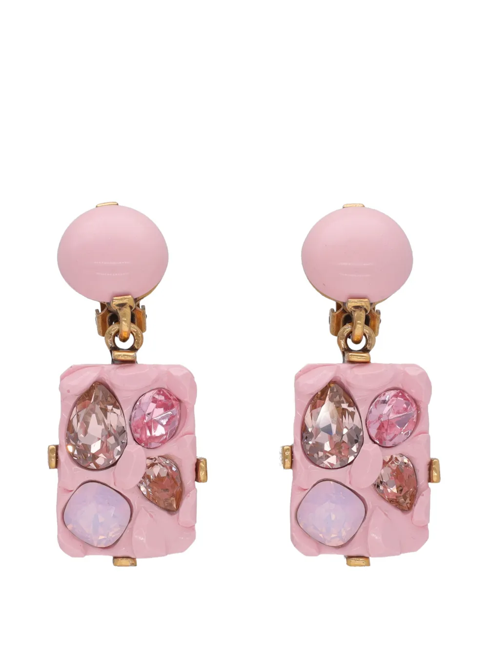 Oscar de la Renta Pre-Owned crystal-embellished drop earrings - Oro