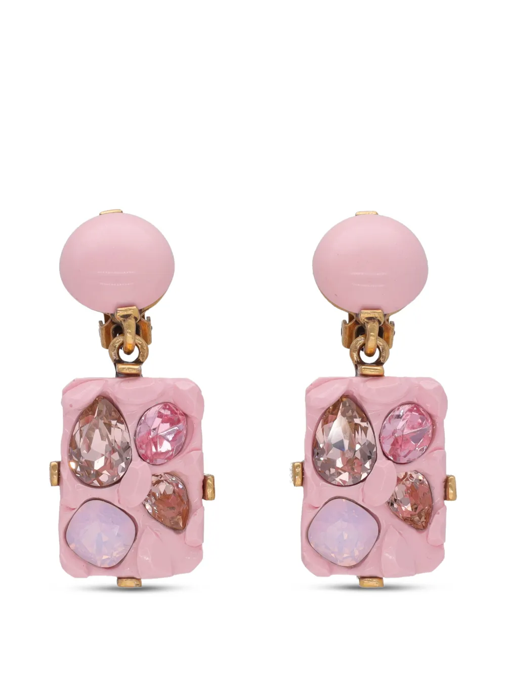 Oscar de la Renta Pre-Owned crystal-embellished drop earrings - Oro