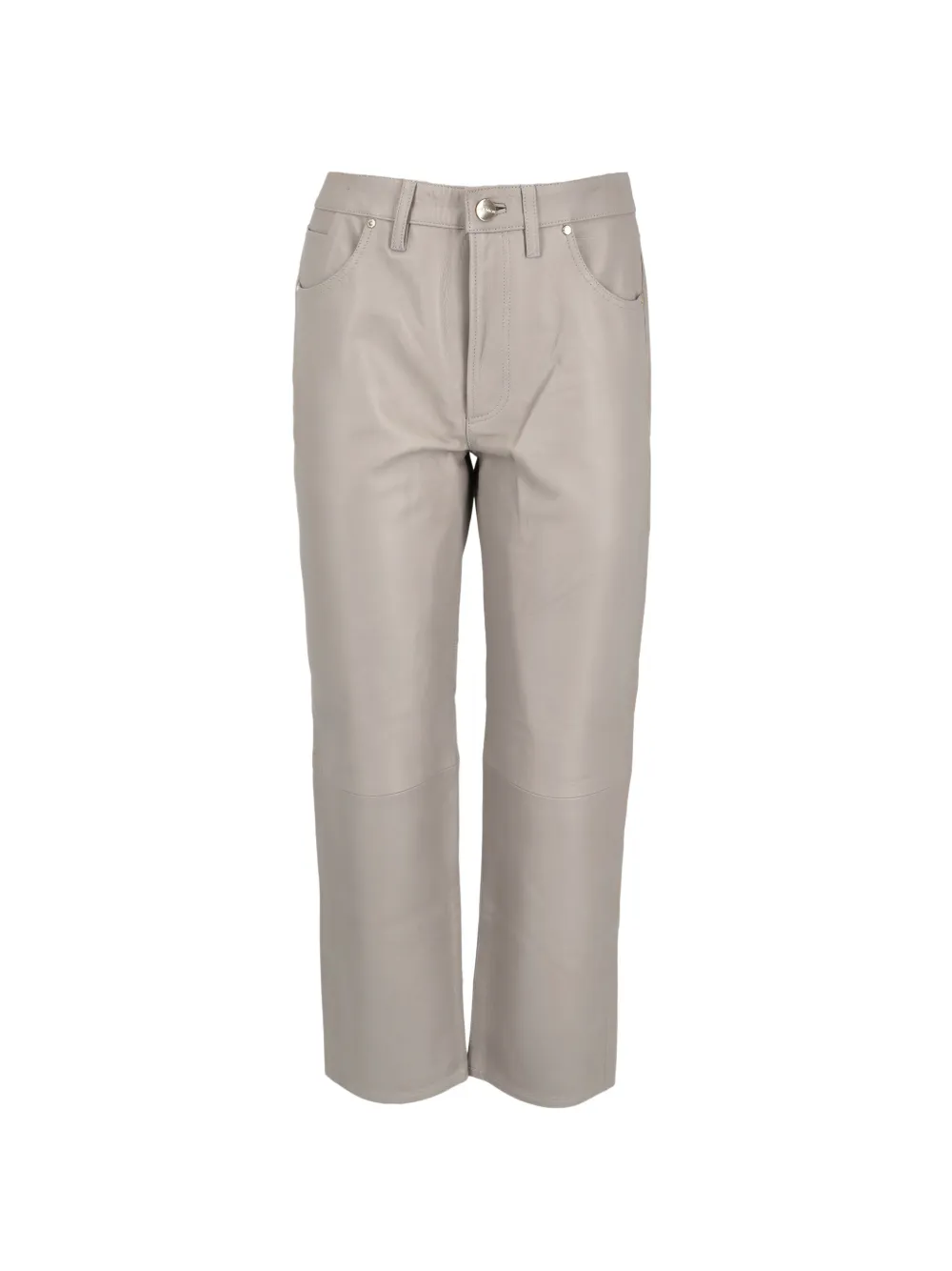 GOLDSIGN straight-leg leather trousers - Grigio