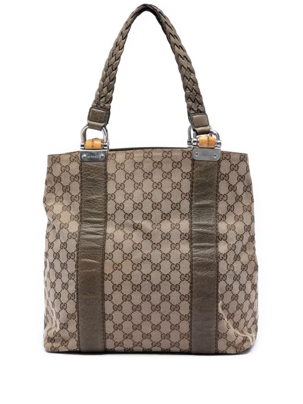Gucci Pre-Owned 2016-2026 ラージ GGキャンバス バンブー リベッチオ 