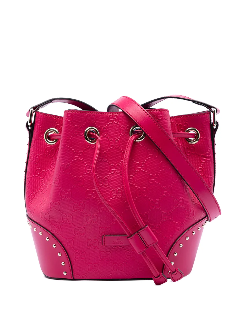 Gucci Pre-Owned 2016-2026 Guccissima Bright Studded bucket bag - Rosa