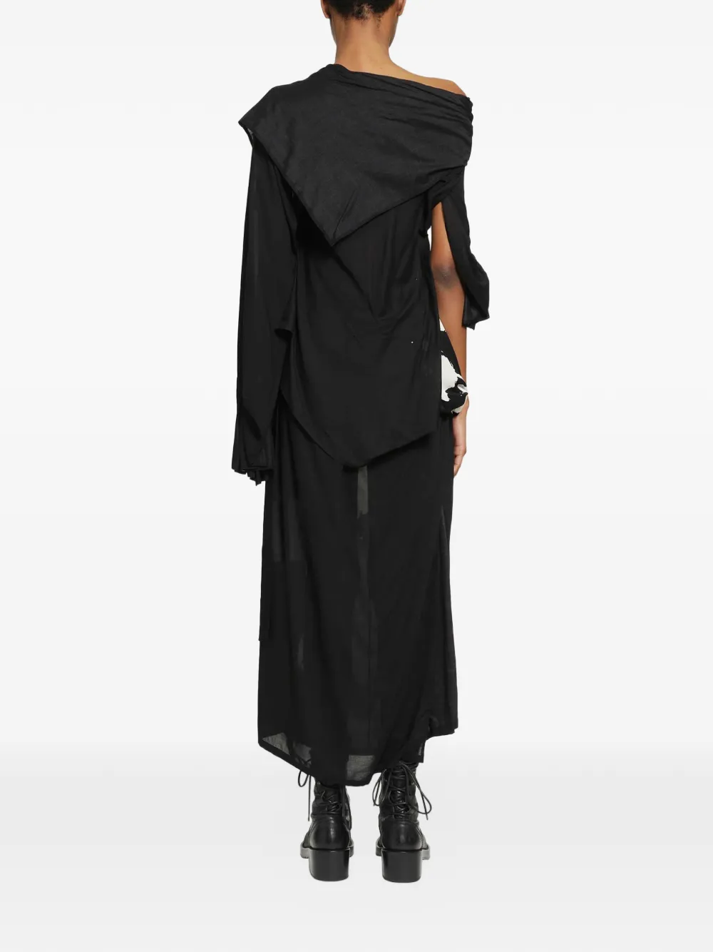 Yohji Yamamoto Jurk met abstracte print Zwart