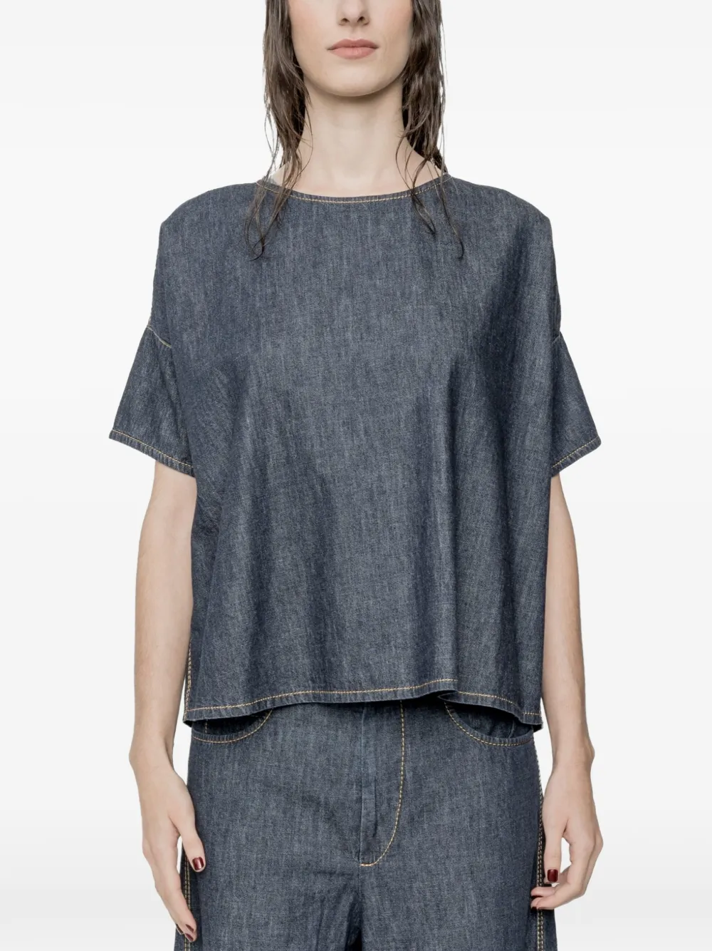 SUSANNE BOMMER short-sleeve denim shirt - Blu