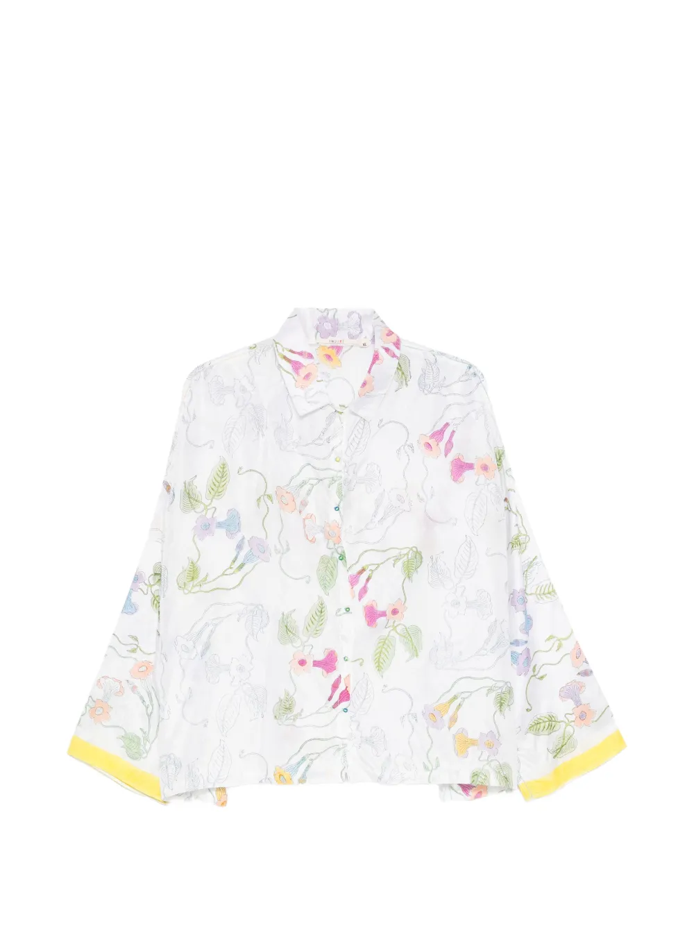 INJIRI floral-print button-up shirt - Weiß