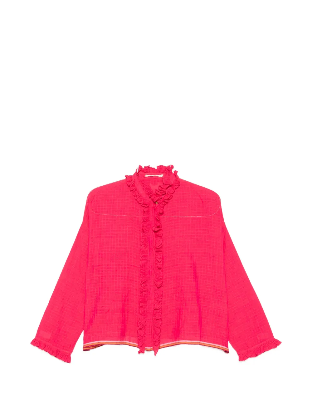 INJIRI ruffle-trimmed checked blouse - Rosa