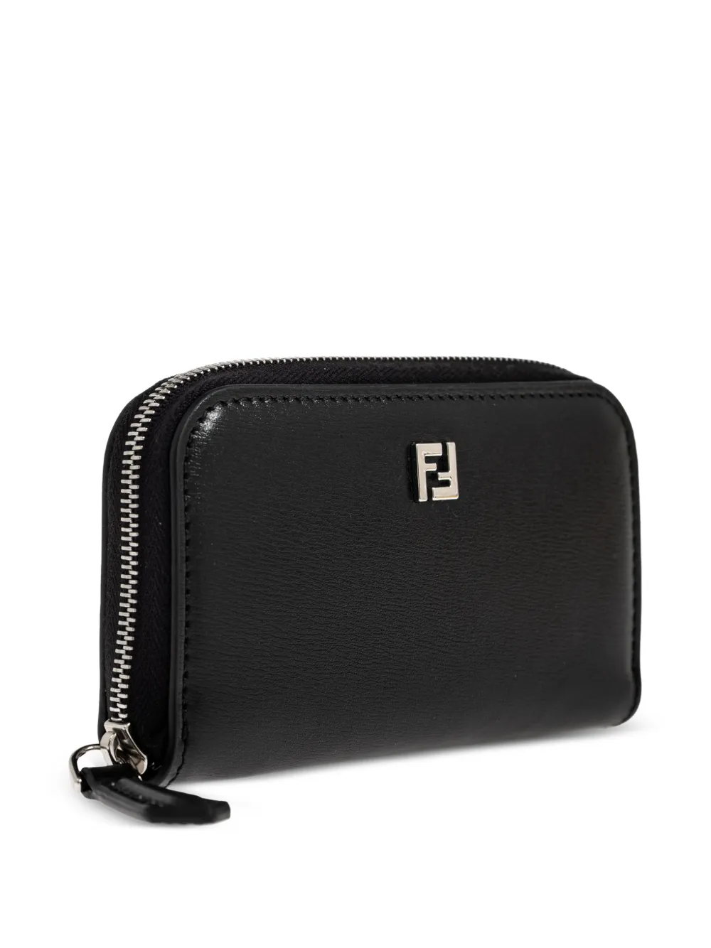 FENDI FF leren mini-portemonnee met logo-plakkaat Zwart
