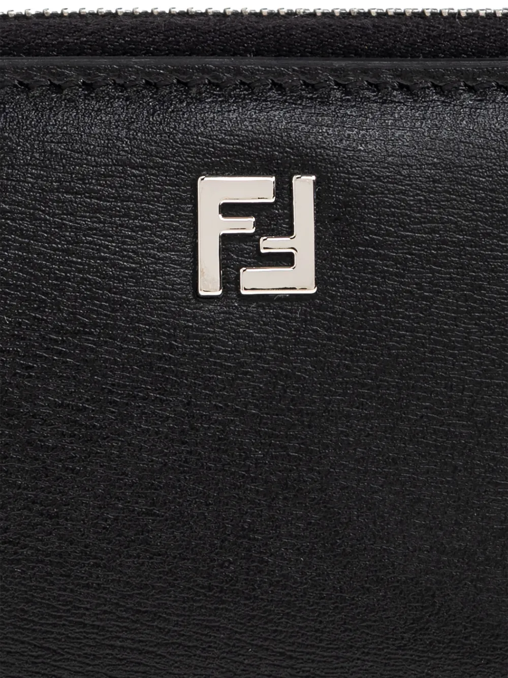 FENDI FF leren mini-portemonnee met logo-plakkaat Zwart