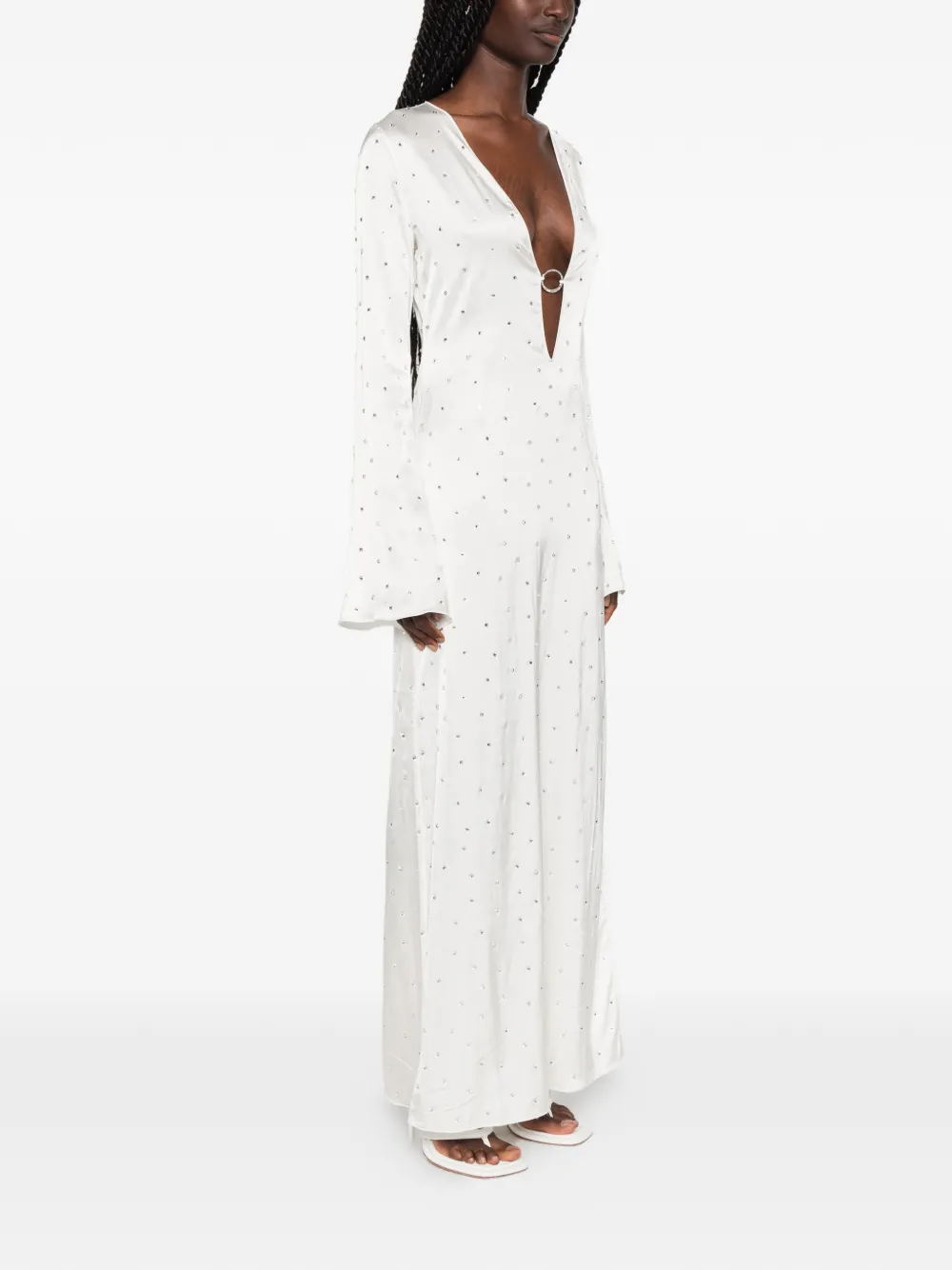 Oséree Maxi-jurk verfraaid met kristallen en ring-detail Wit