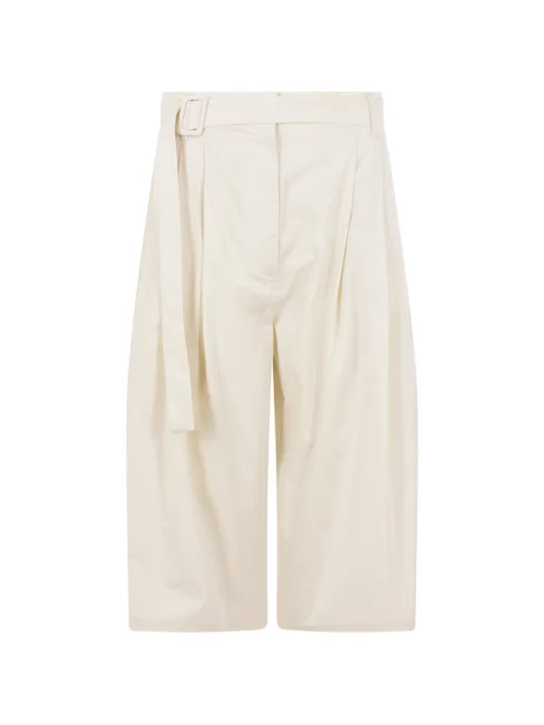 Co Belted Pleated Shorts in Neutrals