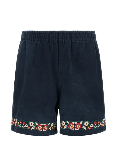 FOUND Horse Equine floral-embroidered cotton shorts