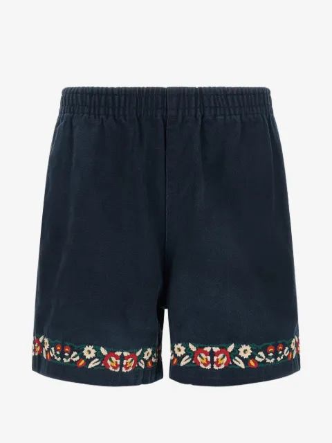 FOUND Horse Equine floral-embroidered cotton shorts