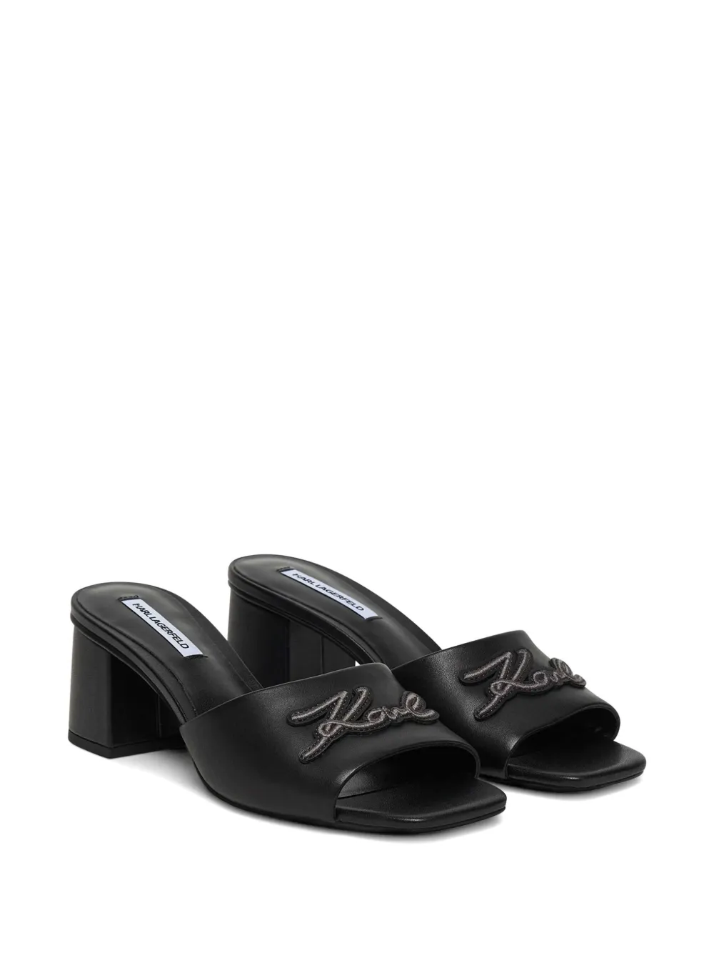Karl Lagerfeld logo-patch leather sandals Zwart