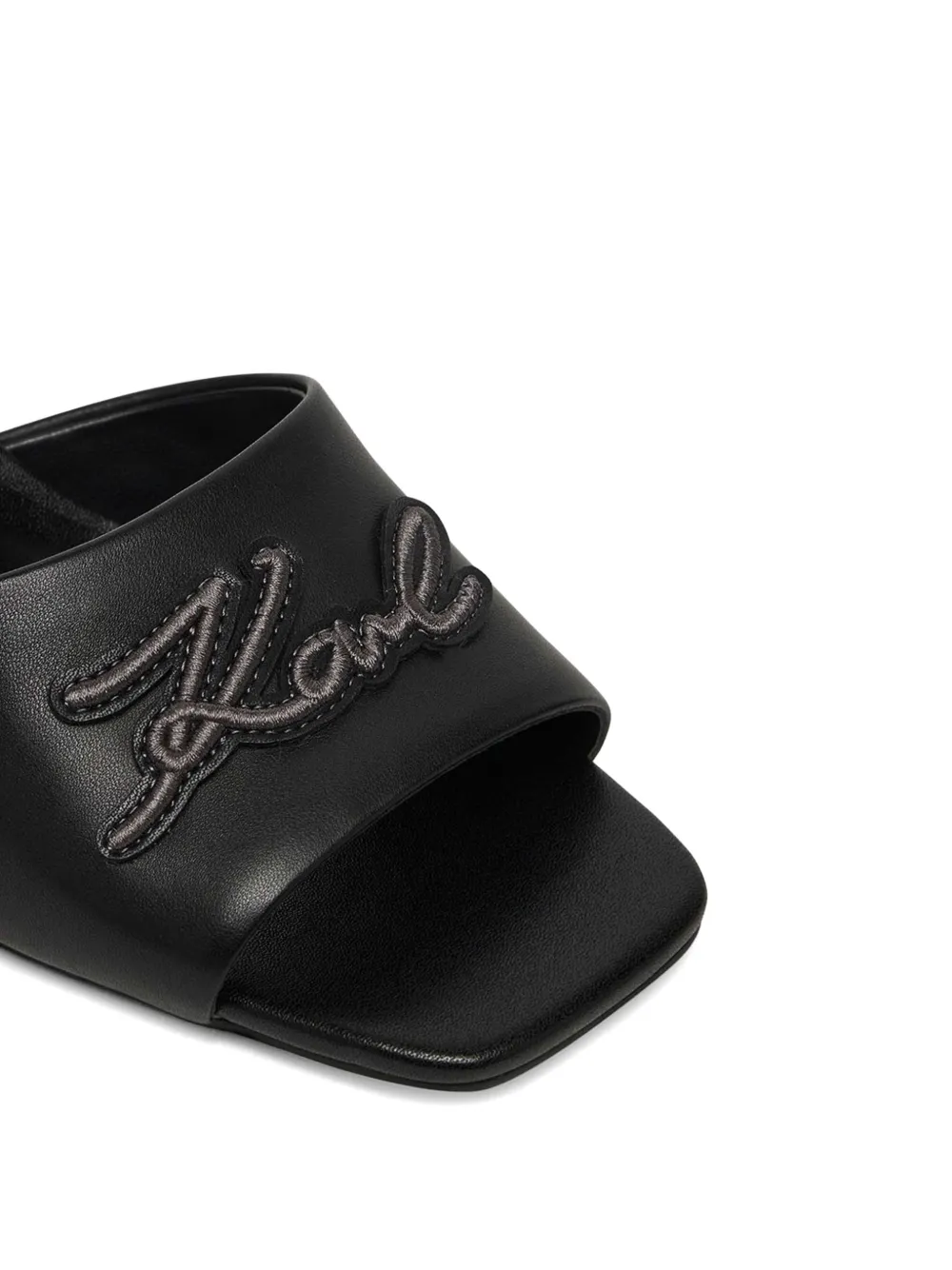 Karl Lagerfeld logo-patch leather sandals Zwart