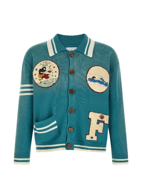 FOUND Fin Varsity patch-detail cardigan