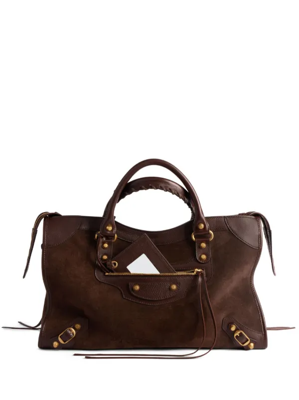 Balenciaga ル シティ スタッズ レザーハンドバッグ M | ブラウン