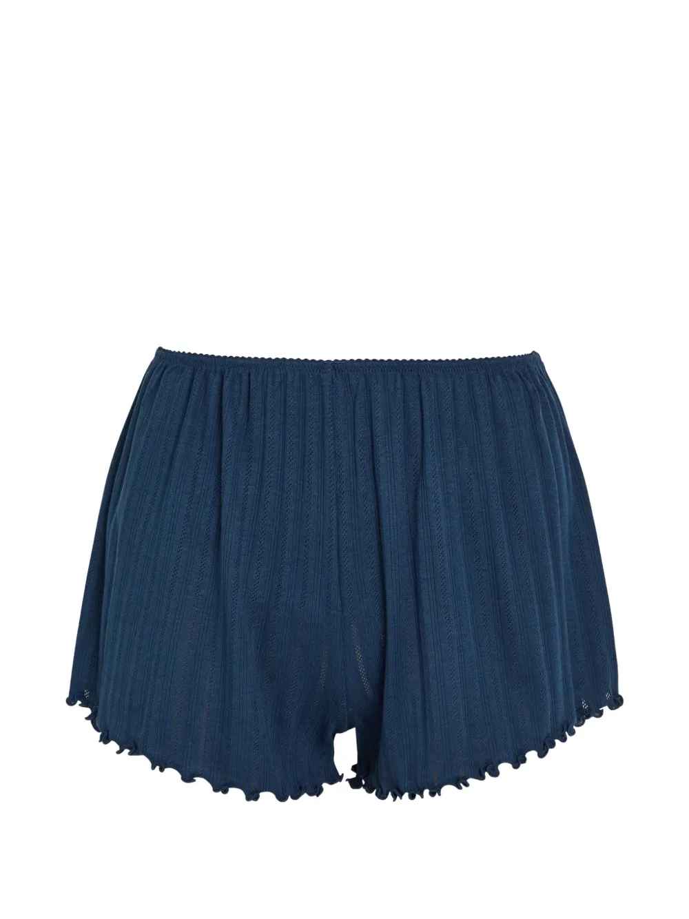 Eberjey pointelle-knit ruffled shorts - Blue