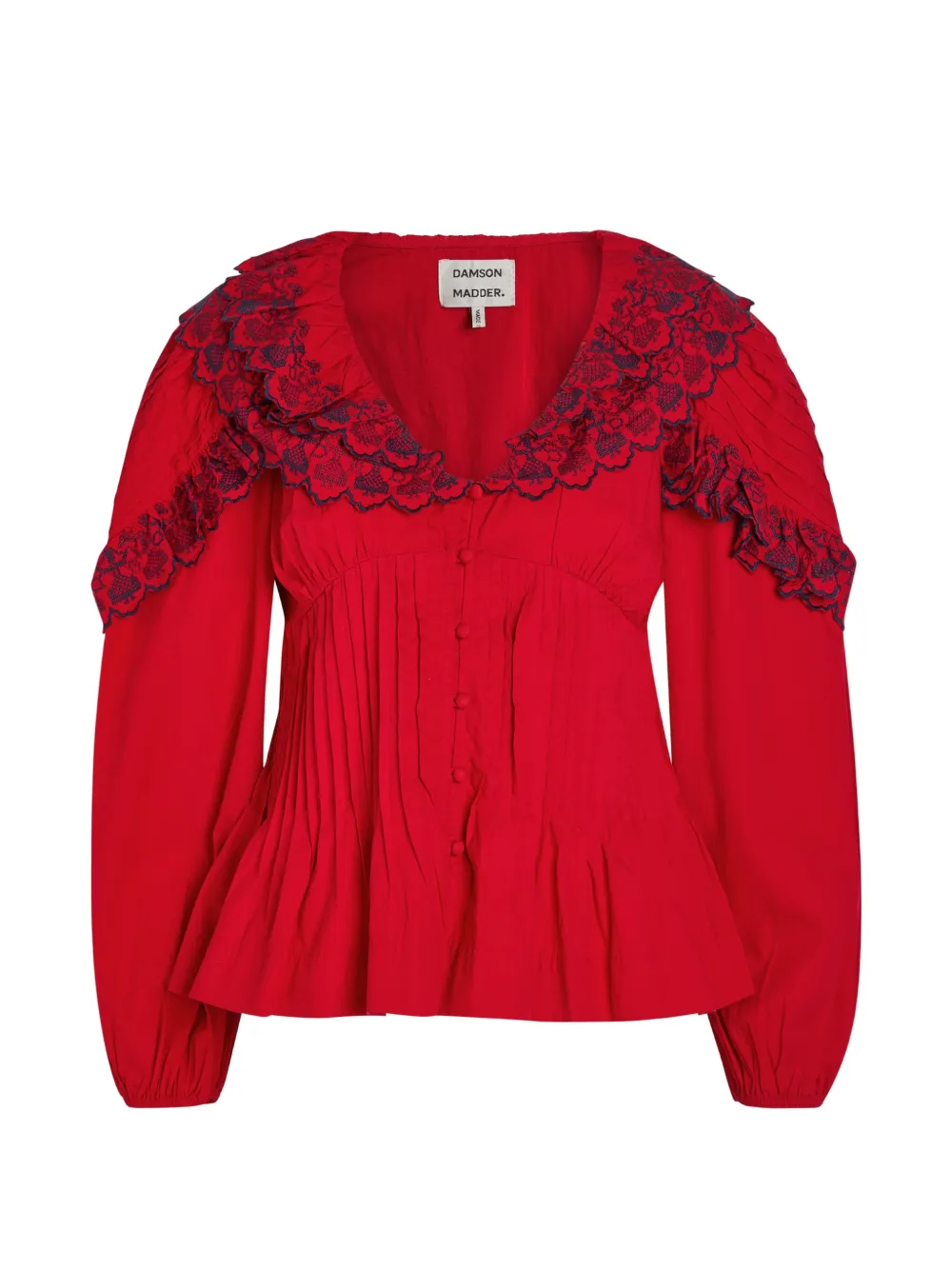 DAMSON MADDER ruffled-collar pleated blouse - Rosso