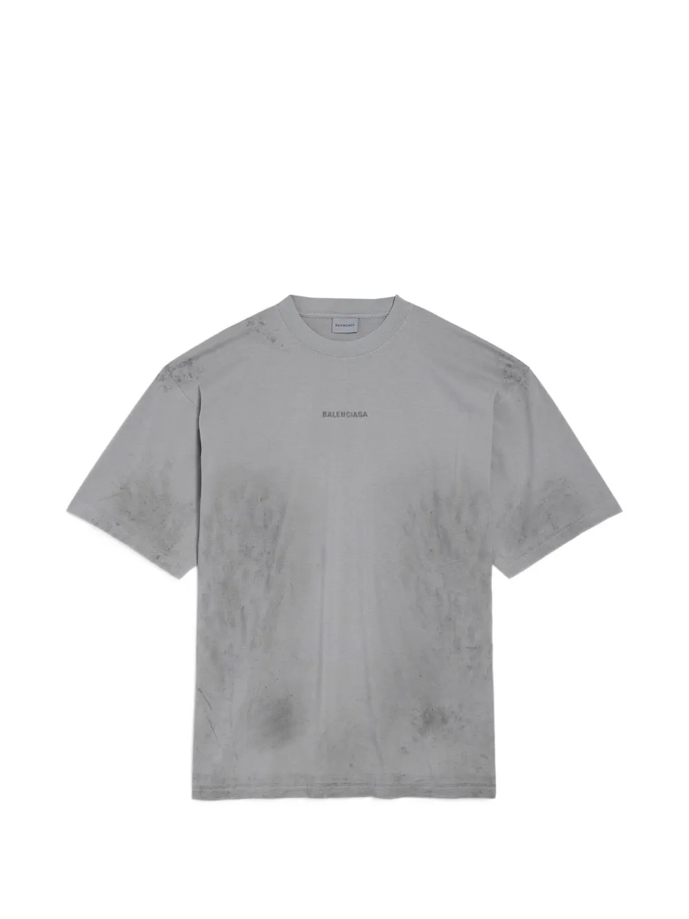 Balenciaga logo-embroidered distressed-effect T-shirt - Grau