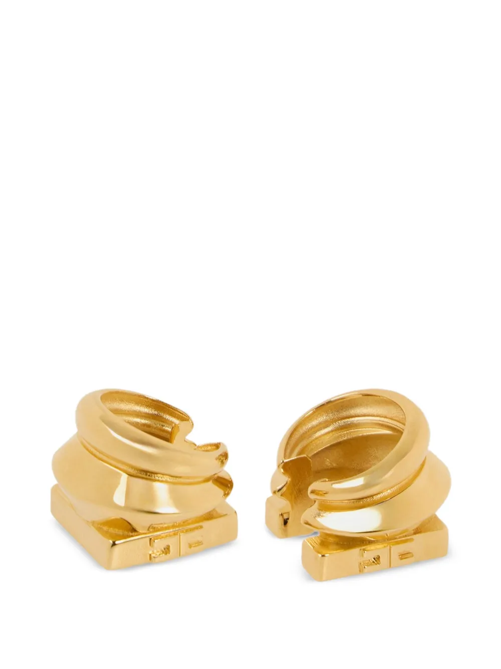 Elisabetta Franchi logo-engraved geometric ear cuffs - Oro