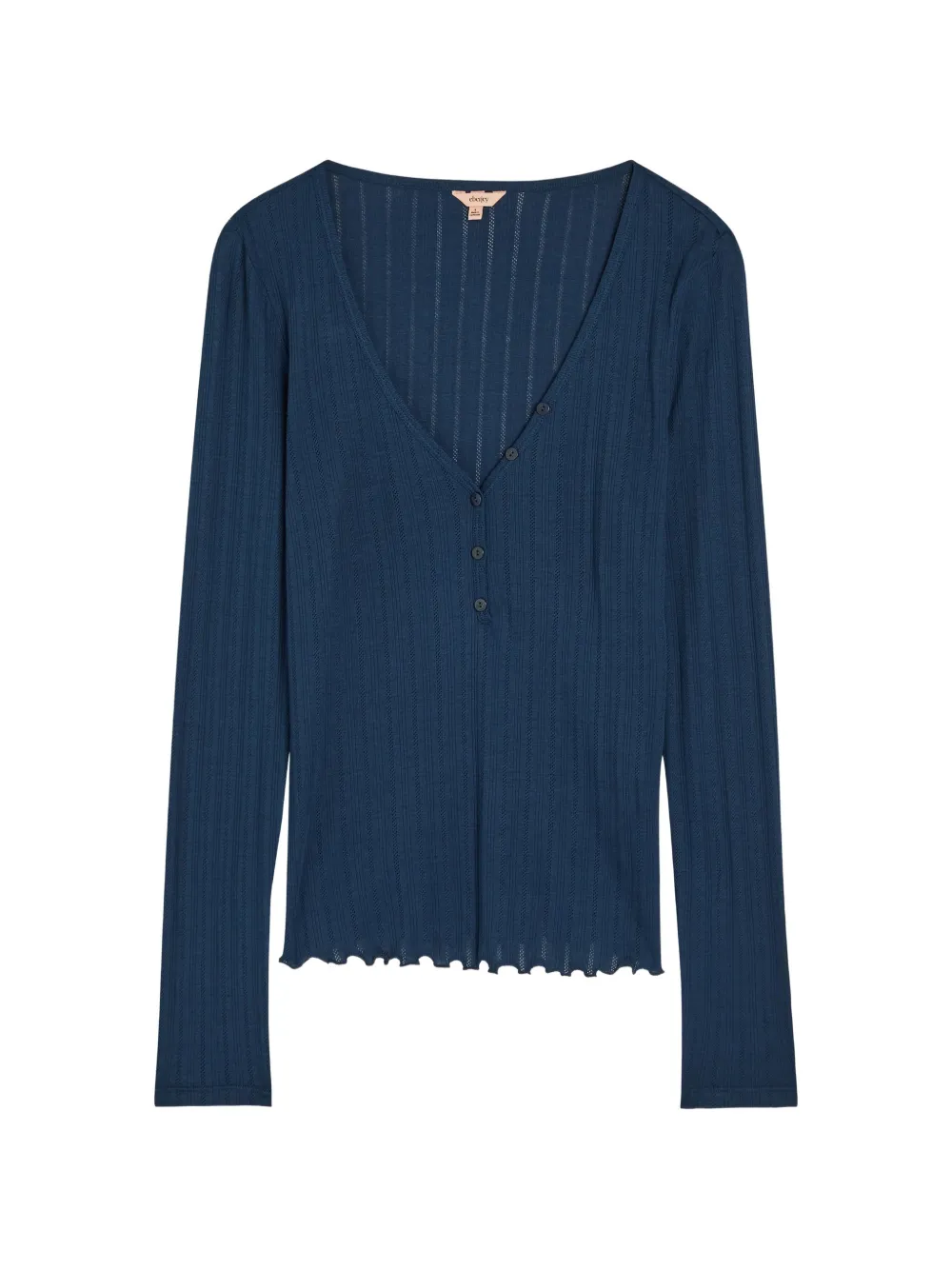 Eberjey pointelle-knit ruffled-trim top - Blu