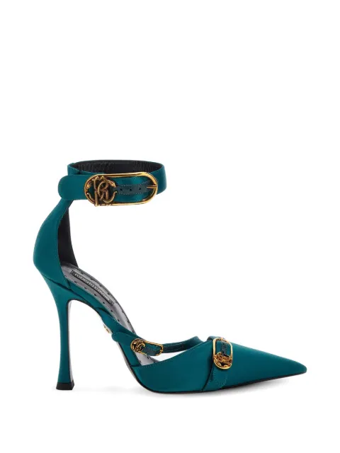Roberto Cavalli monogram-buckle pointed-toe heeled pumps