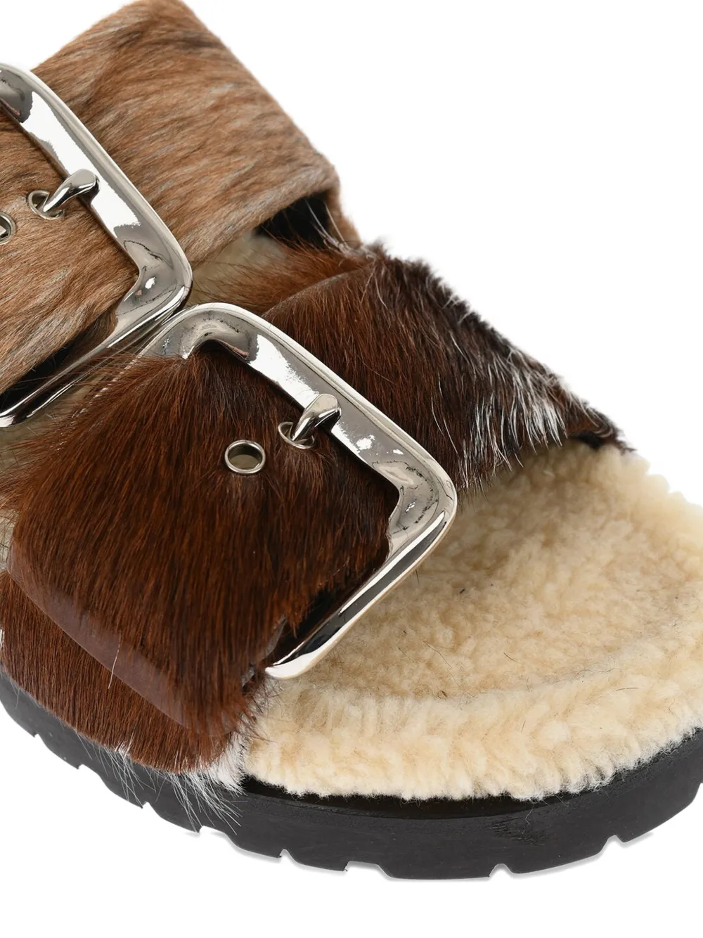 DSQUARED2 Rock Your Road sandalen met ponyhaar en gesp Bruin