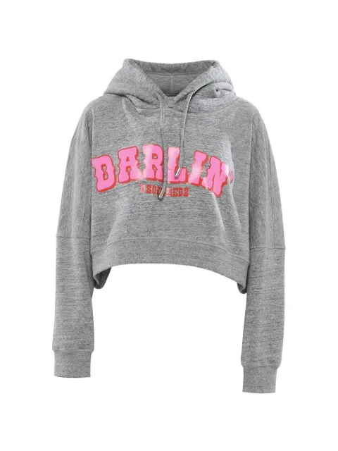 DSQUARED2 logo-print crop hoodie