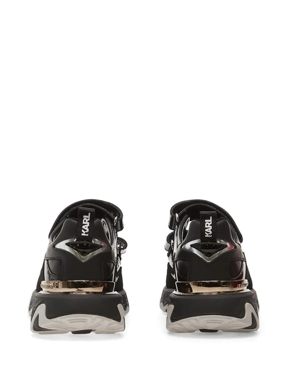 Karl Lagerfeld patent-finish touch-strap sneakers Zwart