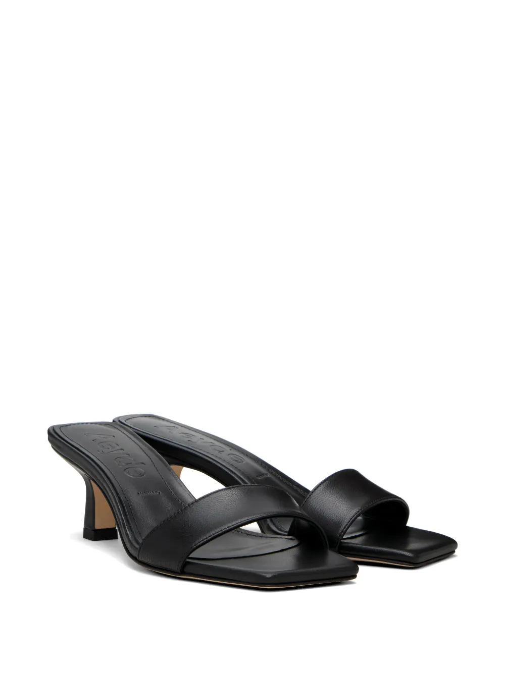 Aeyde square-toe leather sandals Zwart