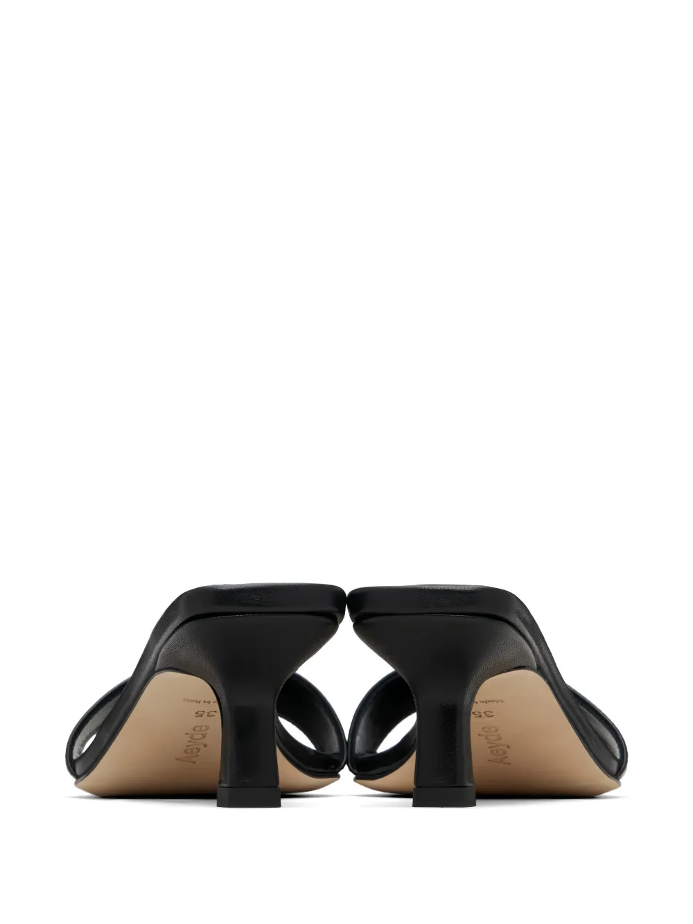 Aeyde square-toe leather sandals Zwart