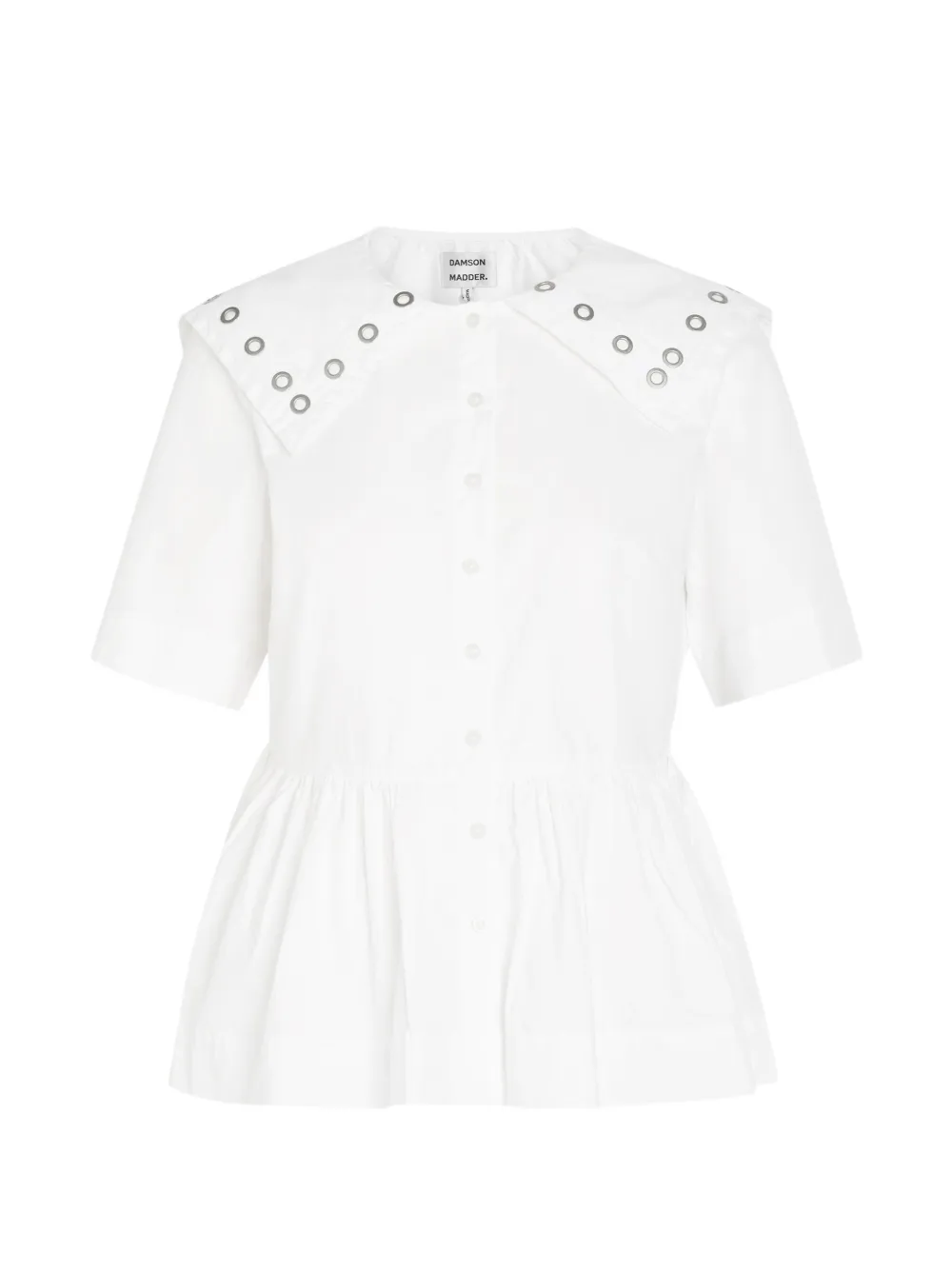 DAMSON MADDER Cyrus eyelet-embellished peplum blouse - Bianco