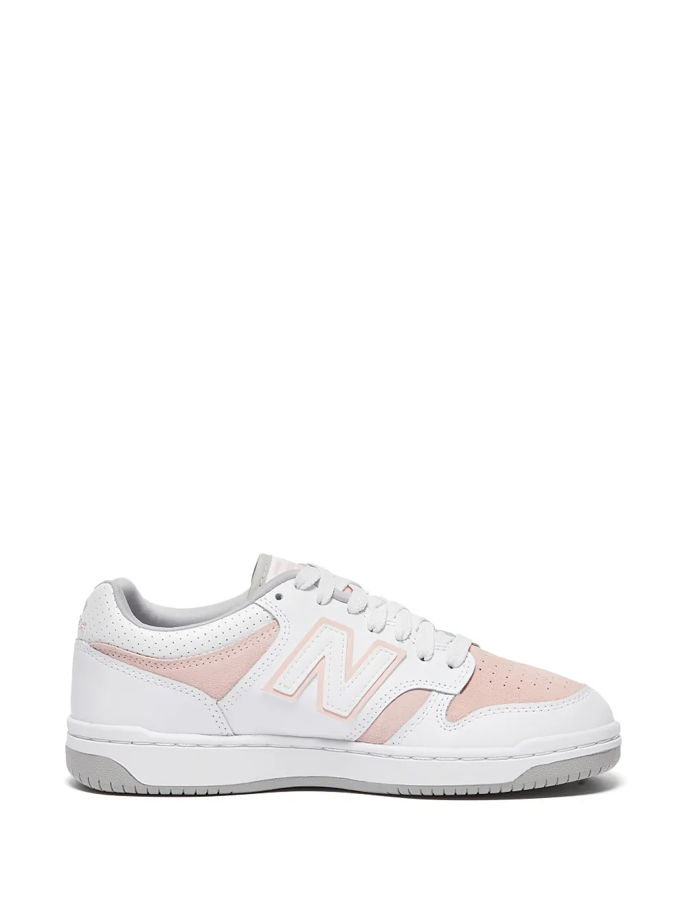 New Balance BB480 perforated lace-up leather sneakers - Bianco