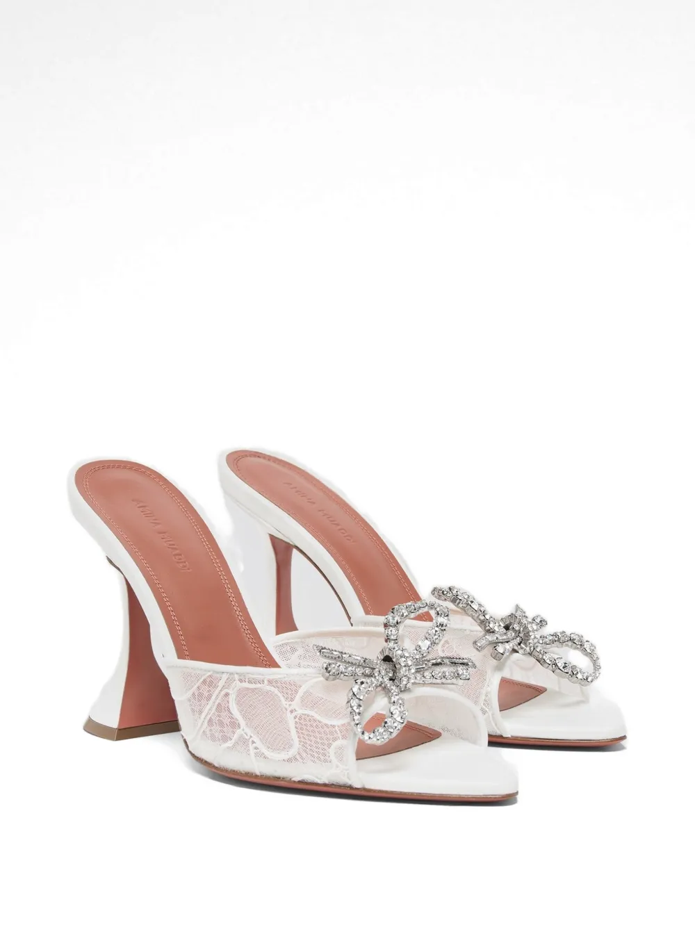 Amina Muaddi Rosie crystal-bow lace shoes Wit