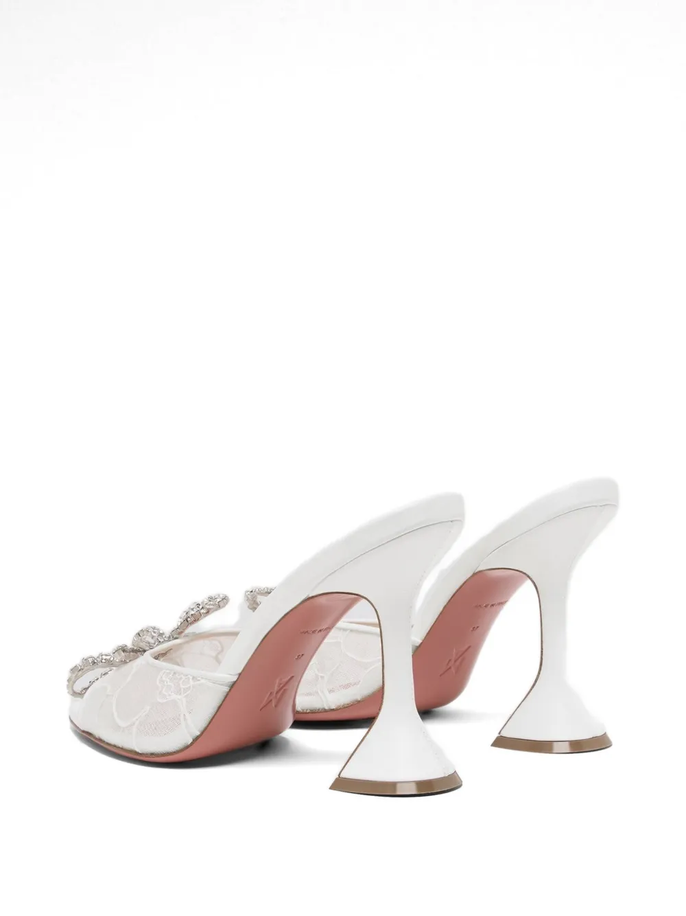 Amina Muaddi Rosie crystal-bow lace shoes Wit