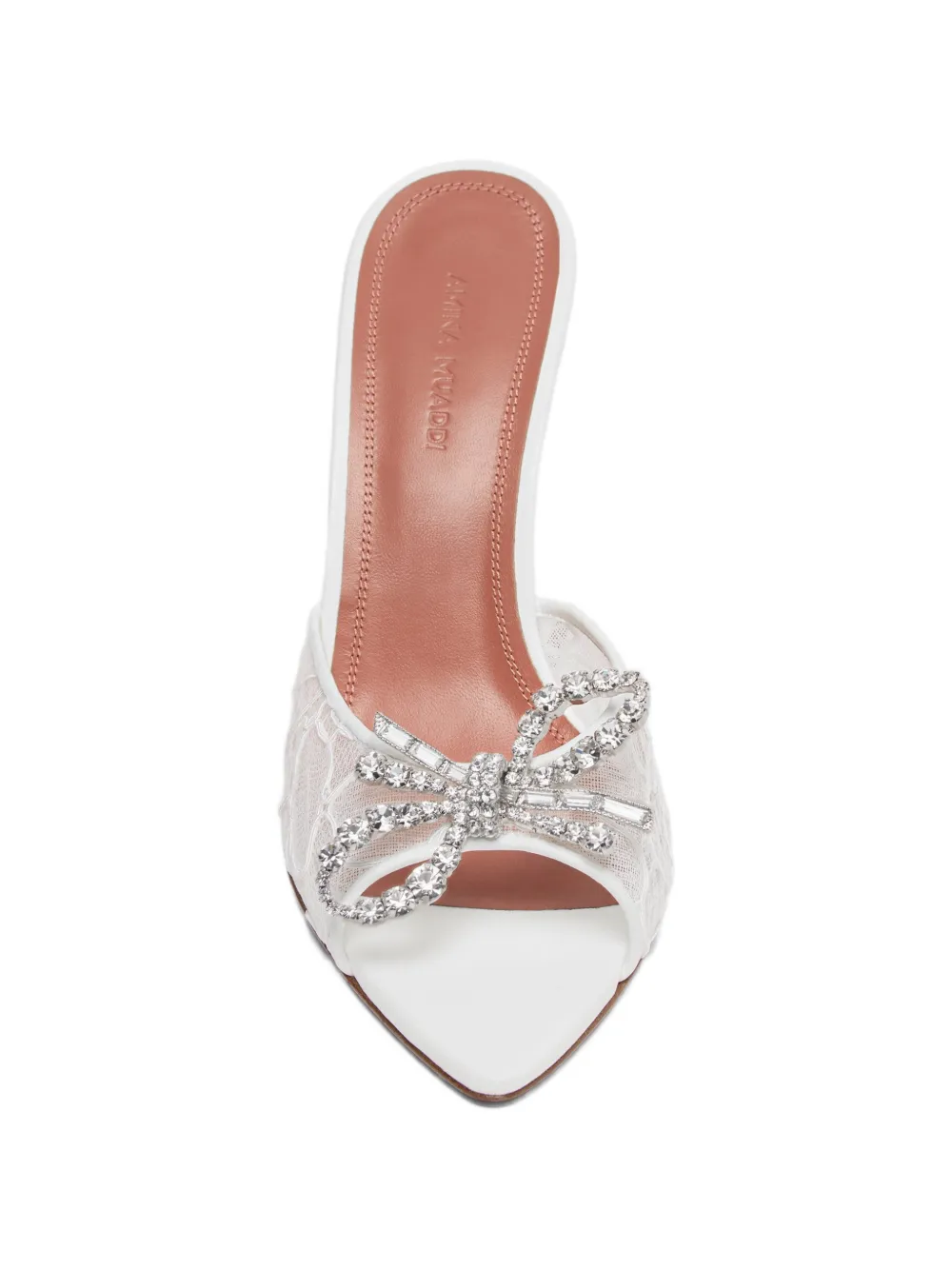 Amina Muaddi Rosie crystal-bow lace shoes Wit