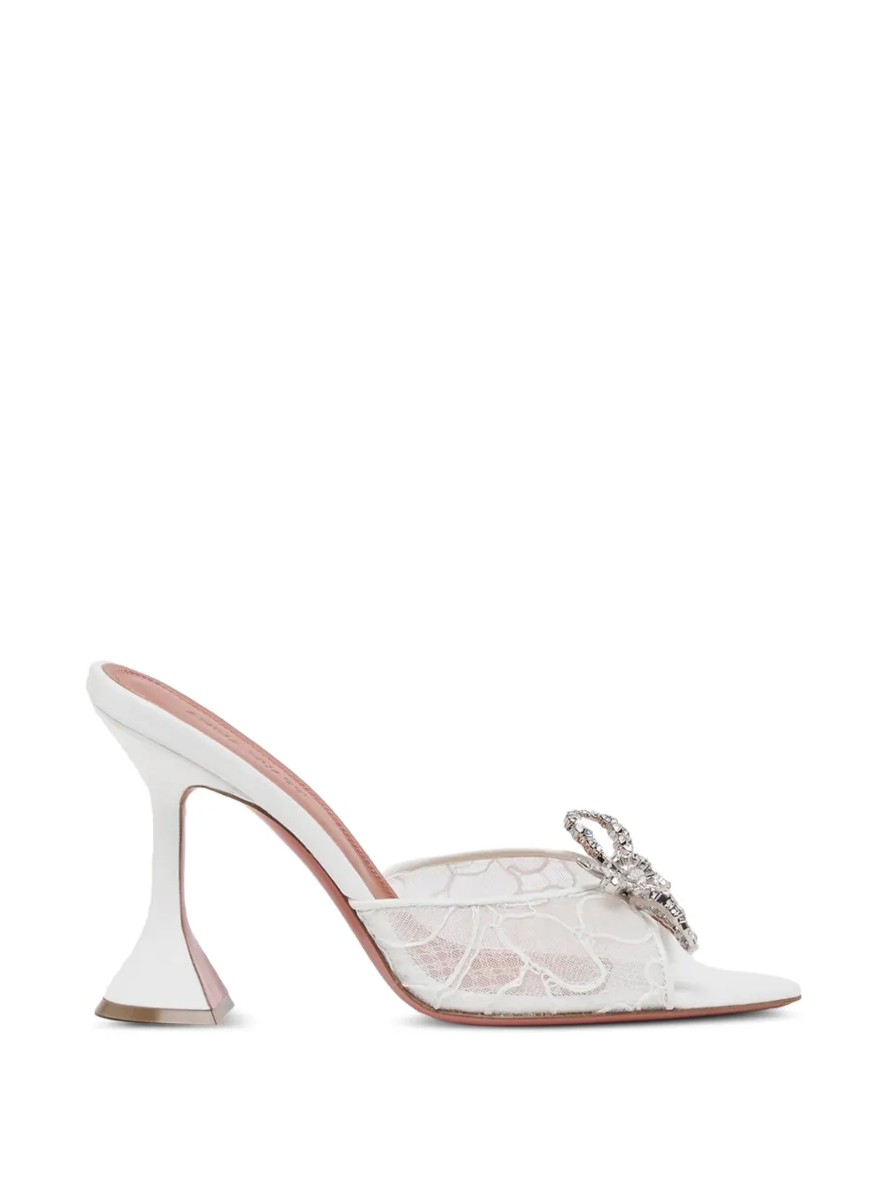 Amina Muaddi Rosie crystal-bow lace shoes - Bianco