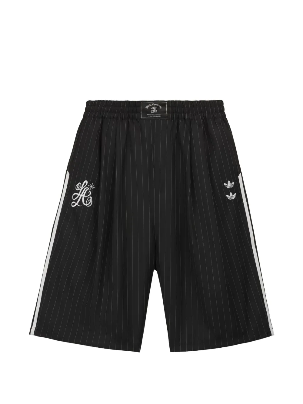 Willy Chavarria x Adidas pinstripe logo-embroidered shorts - Nero