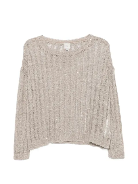 120% Lino sequin-embellished open-knit sweater