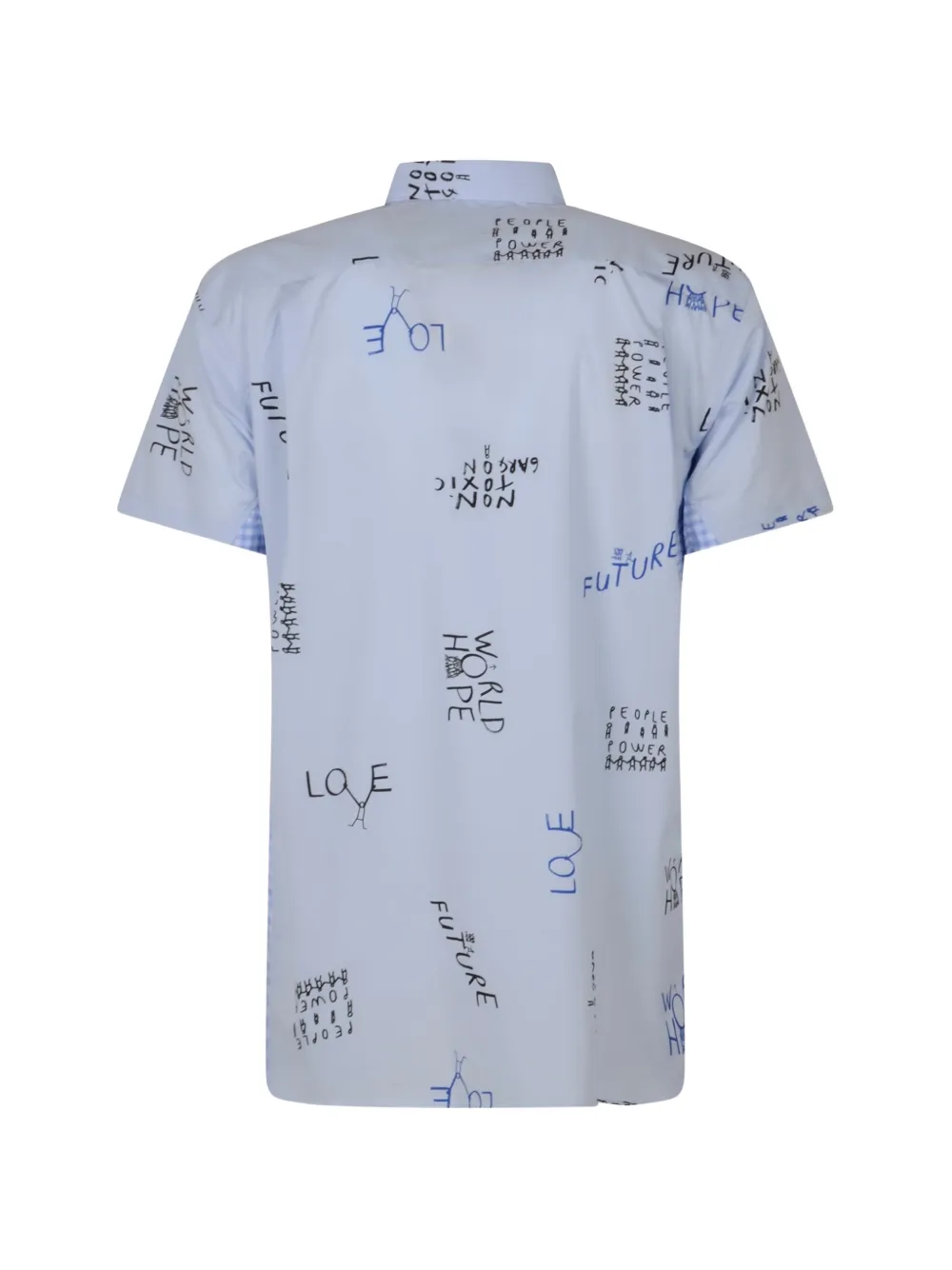 Comme Des Garçons Geruit overhemd met graffiti-print Blauw